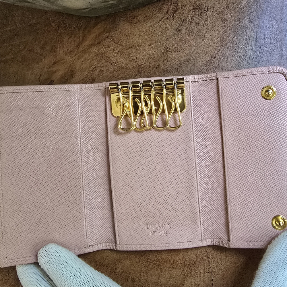 Prada Key Holder Case Pink Ssffisno Leather - Picture 4 of 10